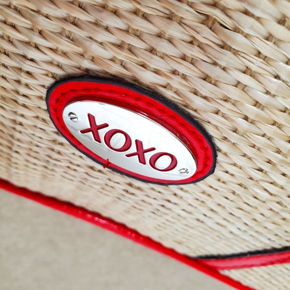 XOXO woven clutch bag natural bright red heart handle handbag imitation straw - Picture 14 of 15
